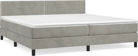 vidaXL világosszürke bársony rugós ágy matraccal 200x200 cm