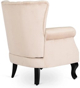 Chesterfield Fotel Bézs Bársony Kárpittal. MALLO