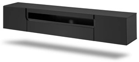 Loftia 200 cm fali TV-szekrény - fekete/fekete matt