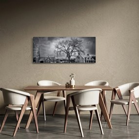 Fekete fehér falu képe (120x50 cm)