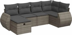 vidaXL 6 részes szürke polyrattan kerti ülőgarnitúra párnákkal