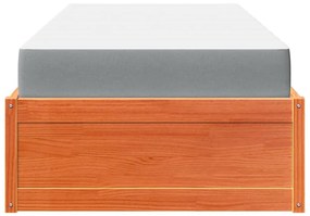 viaszbarna tömör fenyőfa ágy matraccal 100 x 200 cm