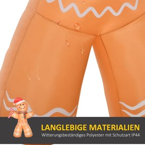 Önfelfújó mézeskalács figura, LED világítással, felfújóval, 240cm magas