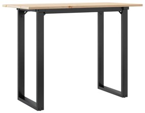 tömör fenyőfa és öntöttvas étkezőasztal O-vázzal 100x50x75 cm