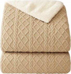 eCa KOC14BR Szuper puha XL plüss takaró, 180 x 220 cm, bézs