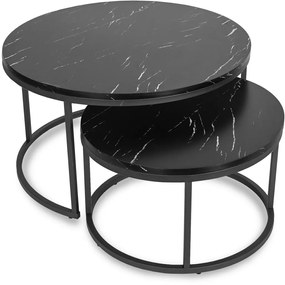 Dohányzóasztal szett fekete márvány színben. MAURO MAX