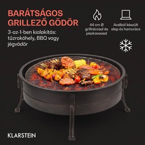 Blumfeldt Catania, 2 az 1-ben tűzrakóhely, Ø 80cm szikrafogó, Ø 70cm grill, acél, antik hatás