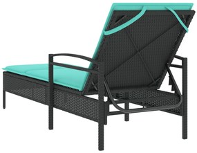 Napozóágy Párnával Fekete 63x200x81 cm Poli Rattan