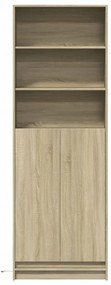 sonoma tölgy szerelt fa magasszekrény LED-ekkel 69x32,5x200 cm