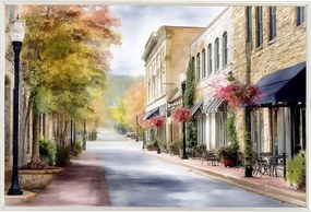 Poszter Alumínium Keret Romantikus Utca Óváros Ősz 60x40