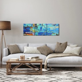 Kép - Absztrakt olajfestmény (órával) (90x30 cm)