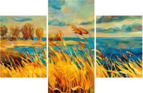 Kép - naplemente a tó felett, akril festmény (90x60 cm)