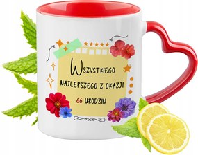 66 Születésnap Piros Szív alakú füllel Ajándék