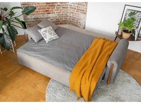 Világosbarna kordbársony kinyitható-tárolóhelyes kanapé 244 cm Arcadova – ELTAP