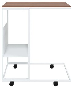 Fehér szerelt fa kisasztal kerekekkel 55x36x63,5 cm