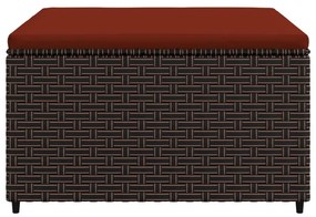 Barna polyrattan kerti lábtartó párnával