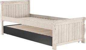 Ágy pótággyal, antik fehér, 90x200, ANTIKO