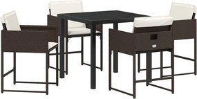 vidaXL Kert étkező szett párnával 5 pcs Barna polirattan