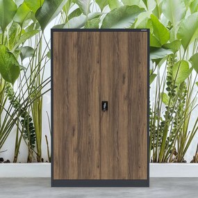 Fém irodai iratszekrény JAN II, Eco Design: antracit/dió