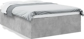 vidaXL betonszürke szerelt fa ágykeret 135 x 190 cm