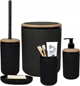 Okyanus Fürdőszobai Kiegészítő Szett Fekete 5 Részes Opa
