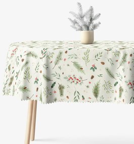 Goldea karácsonyi ovális teflonos terítő - téli ágacskák 120 x 200 cm