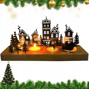 Karácsonyi gyertyatartó teamécses fém fa asztali gyertyatartó