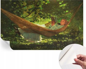 Öntapadós tapéta Fali furnér 3D hatás Pihenés a függőágyban 416x254 cm