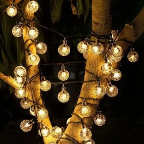 Brilagi- LED napelemes díszfüzér BUBBLE, 200 db LED, 8 funkciós, 20 m, IP65, meleg fehér