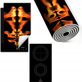 Indukciós Védőszőnyeg Konyhapult 30x52 fekete tűz