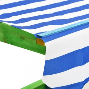többszínű fenyőfa homokozó állítható tetővel UV50