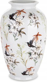 Dekoratív kerámia váza virág és madár motívummal