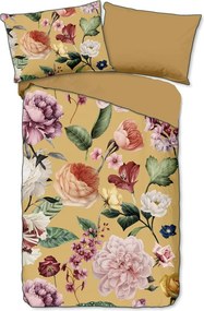 Floery sárga organikus pamut egyszemélyes ágyneműhuzat, 140 x 200 cm - Descanso