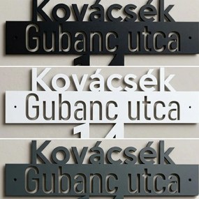Egyedi alumínium házszámtábla – utcanév + családnév