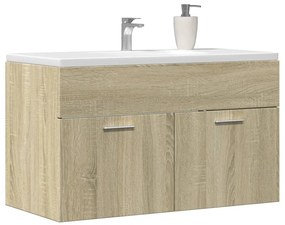 Sonoma tölgy szerelt fa fürdőszobai mosdószekrény 90x38,5x46 cm