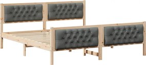 vidaXL Ágykeret fejtámlával Sötétszürke 180 x 200 cm Tömör fenyőfa