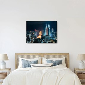 Kép - Éjszaka Kuala Lumpurban (üvegen) (70x50 cm)