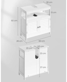Mosogató alatti szekrény 60 x 30 x 60 cm, fehér | VASAGLE