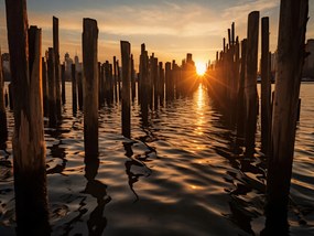 Poszter 20x15cm Naplemente a cölöpöknél