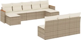 vidaXL 10 részes bézs polyrattan kerti ülőgarnitúra párnával