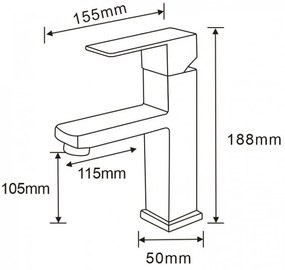 Mexen EMMA - mosdó csaptelep, Fekete, 71900-70