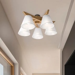 Brilagi - LED  Felületre szerelhető csillár  ANTHONY 5xE14/40W/230V tölgy/fehér