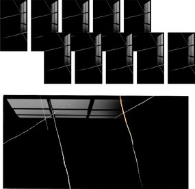 10db 3D Falpanelek Öntapadós Tapéta Márvány Fekete 60x30cm