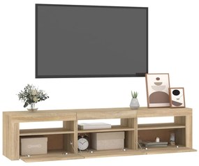 sonoma tölgy színű TV-szekrény LED-lámpákkal 180x35x40 cm