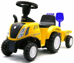 Baby Mix New Holland gyerek traktor pótkocsival ésszerszámokkal, sárga