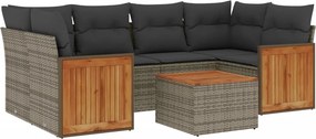 vidaXL 7 részes szürke polyrattan kerti ülőgarnitúra párnákkal
