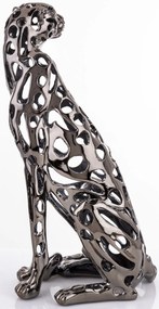 Figura Leopard Ezüst 43x22x18cm