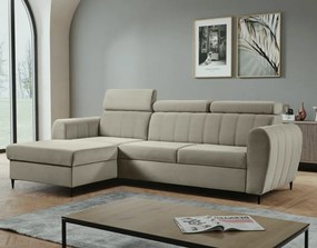 Kinyitható ülőgarnitúra, bézs, balos, KORIO