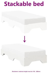 vidaXL ágy matrac nélkül rakásolható fehér 90x200 cm tömör fa