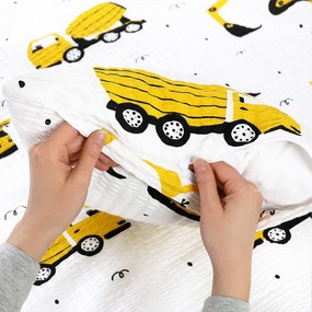 Goldea gyermek krepp párnahuzat - kotrógépek és építkezési eszközök 40 x 40 cm